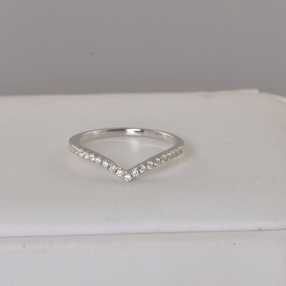 Certified V Band Moissanite Ring Half Eternity Ring - Picture 4 of 8